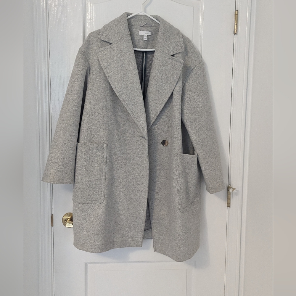 Light Grey Topshop Car Coat, size 8